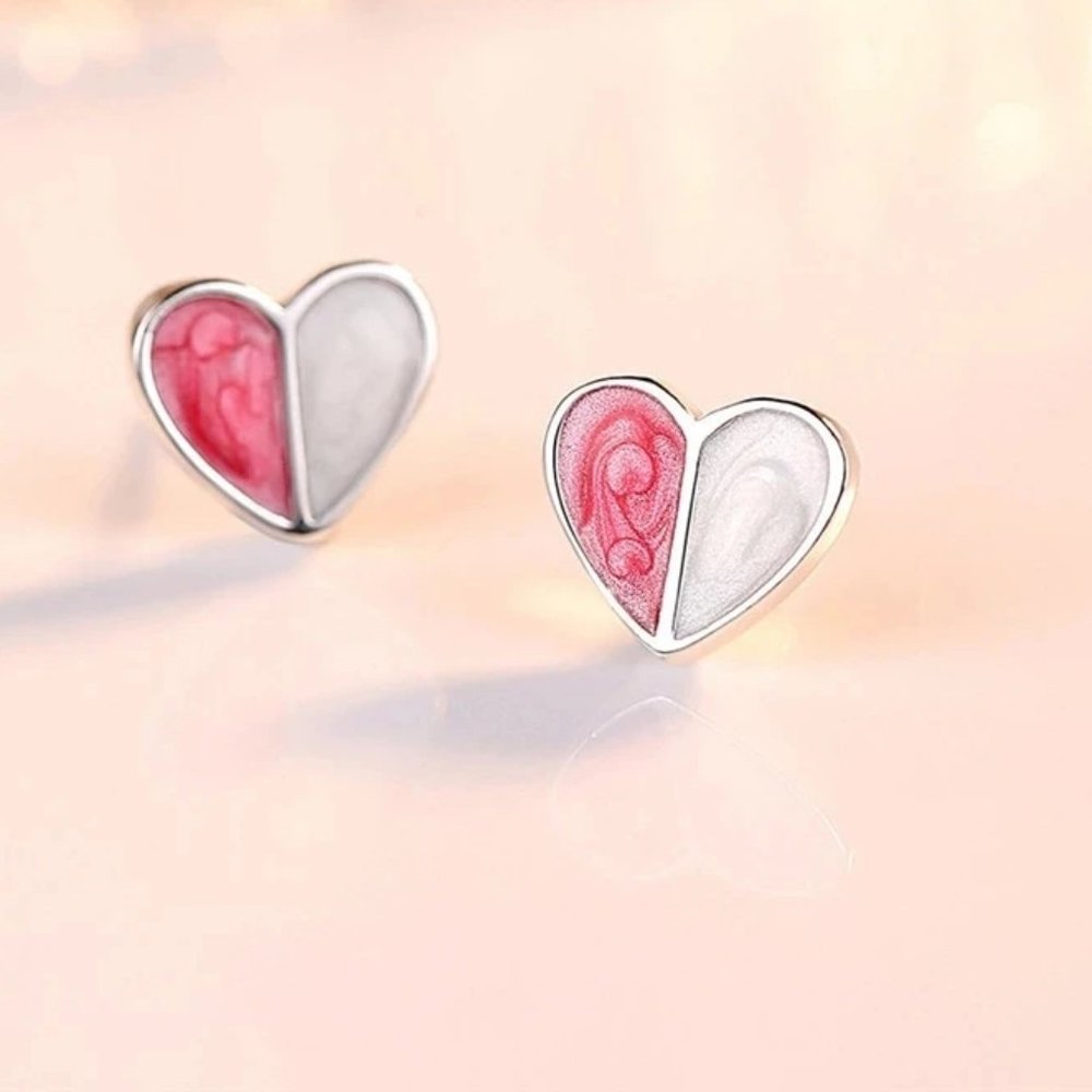 Cutest 4pc Pink & White Earrings and Pendant Set w/ 18" Chain Sterling Silver - Picture 3 of 8